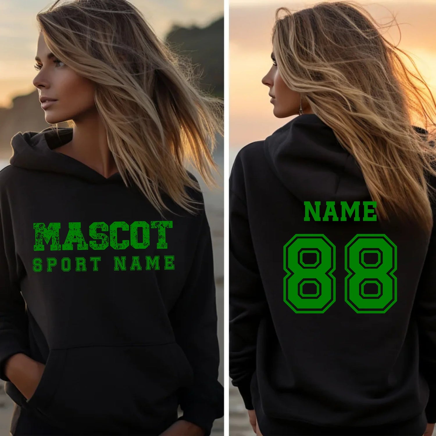 Custom School Spirit on a Hoodie With Mascot and Sport with Grunge and Classic Design on a Hoodie