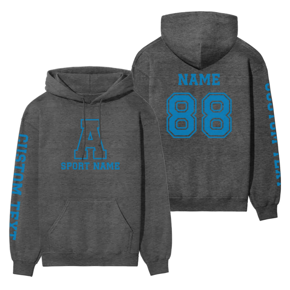 Custom School Spirit on a Hoodie With Initial & Sport With Classic Letter Block Design on a Hoodie