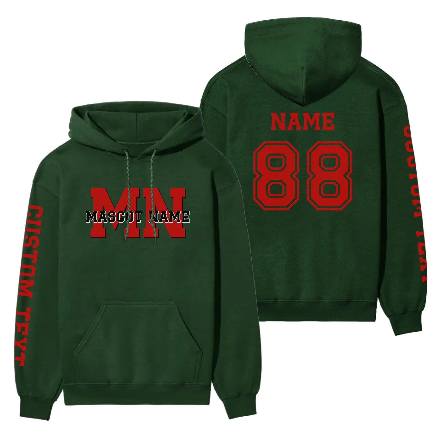 Custom School Mascot on a Hoodie With Initials and Mascot Name on a Hoodie