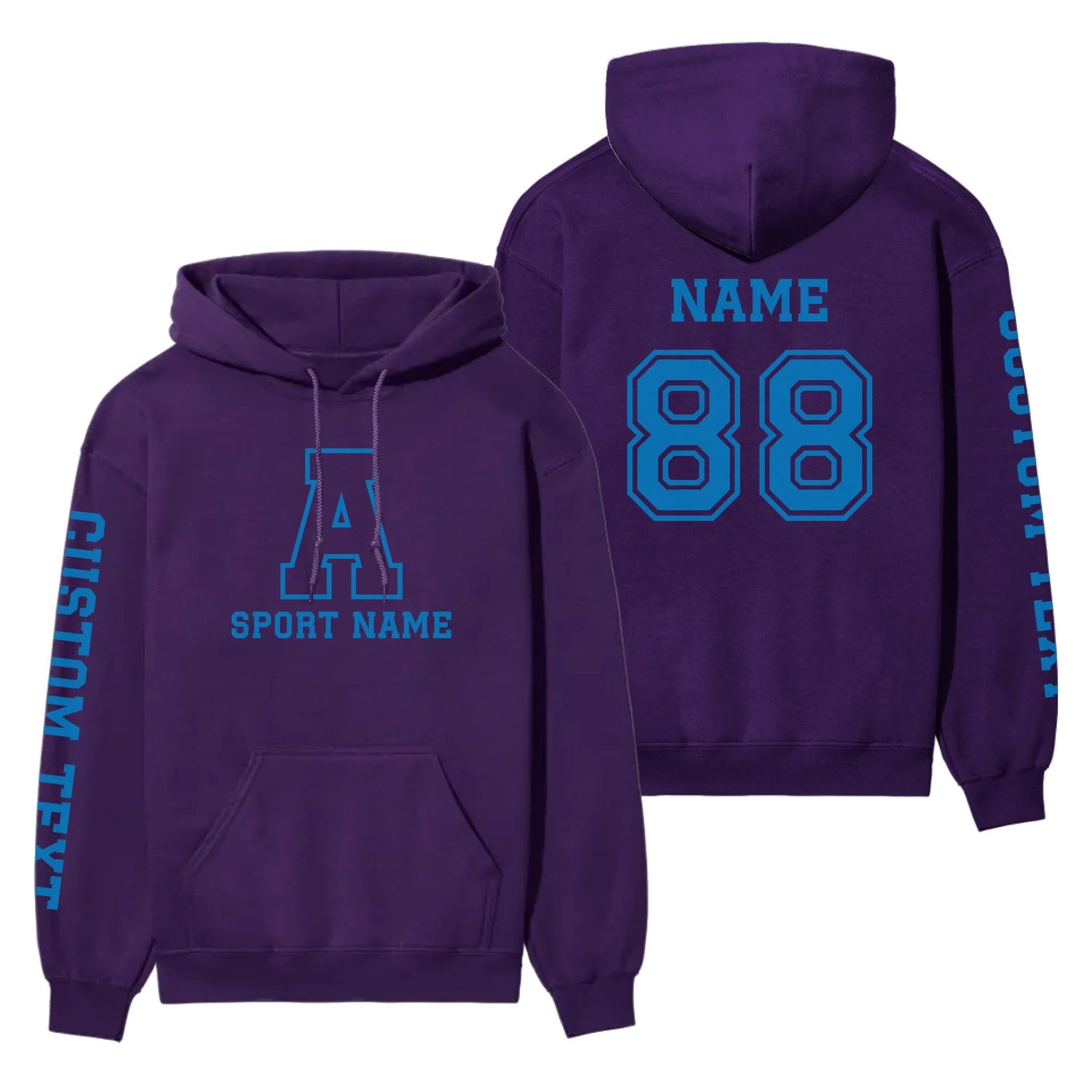Custom School Spirit on a Hoodie With Initial & Sport With Classic Letter Block Design on a Hoodie