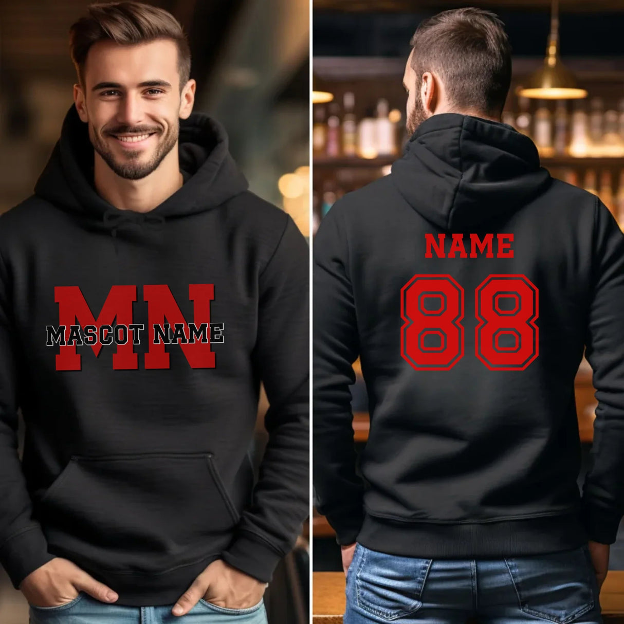 Custom School Mascot on a Hoodie With Initials and Mascot Name on a Hoodie
