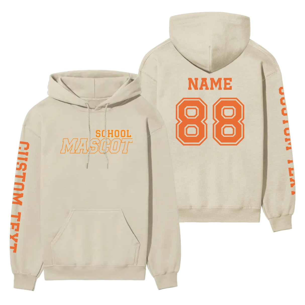 Custom School Spirit on a Hoodie With School and Mascot with Outline Design on a Hoodie