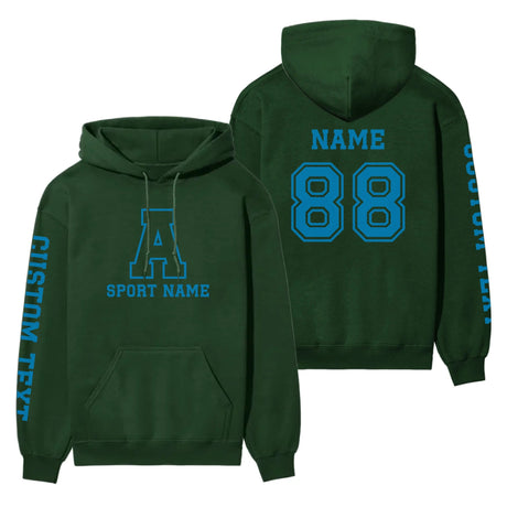 Custom School Spirit on a Hoodie With Initial & Sport With Classic Letter Block Design on a Hoodie