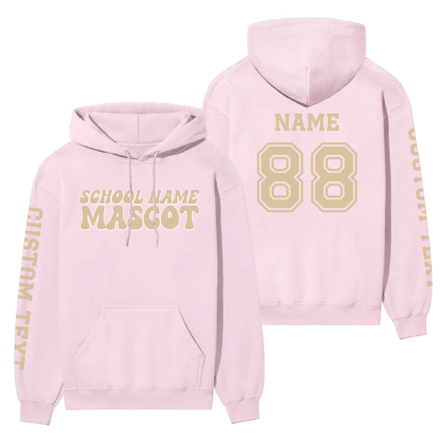 Custom School Spirit on a Hoodie With School and Mascot Name With Retro Design on a Hoodie