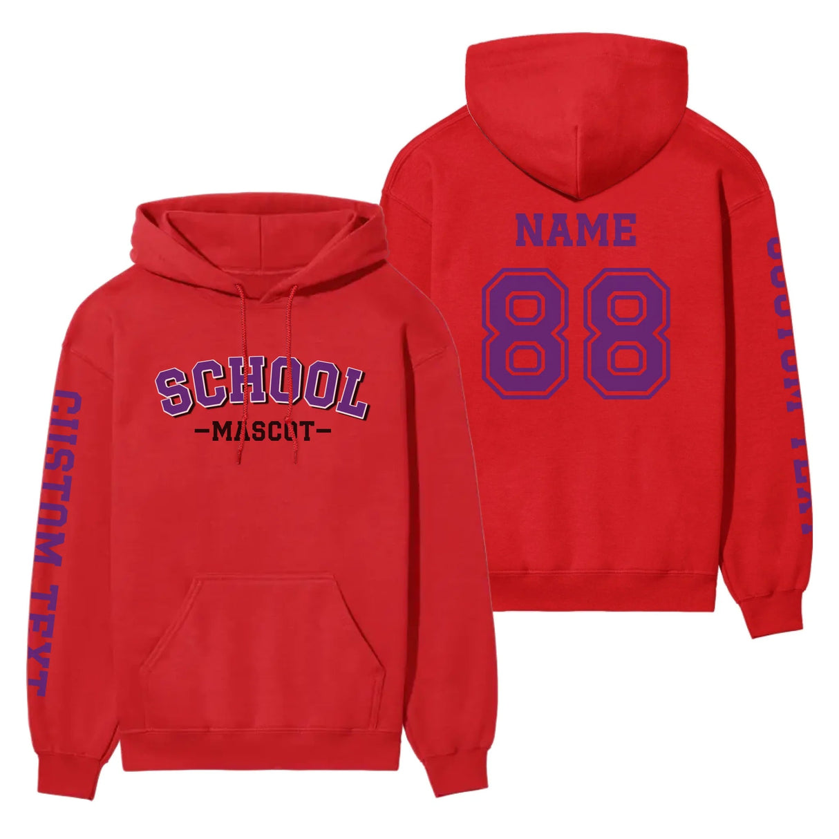 Custom School Spirit on a Hoodie With School and Mascot Name With Classic Arch Design on a Hoodie