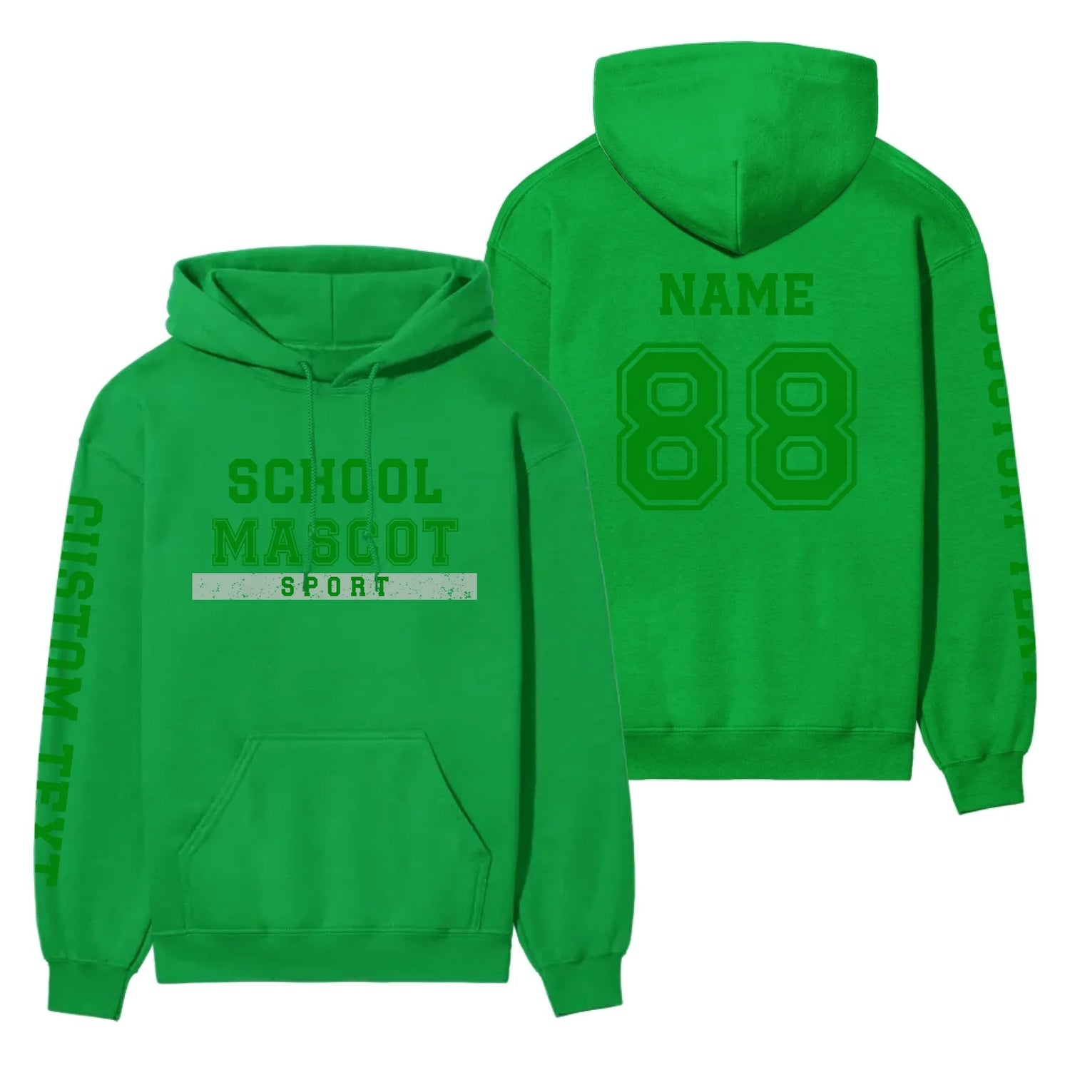 Custom School Spirit on a Hoodie With Mascot & Sport Name With Bold Varsity Design on a Hoodie
