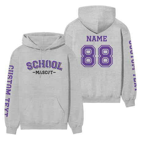 Custom School Spirit on a Hoodie With School and Mascot Name With Classic Arch Design on a Hoodie