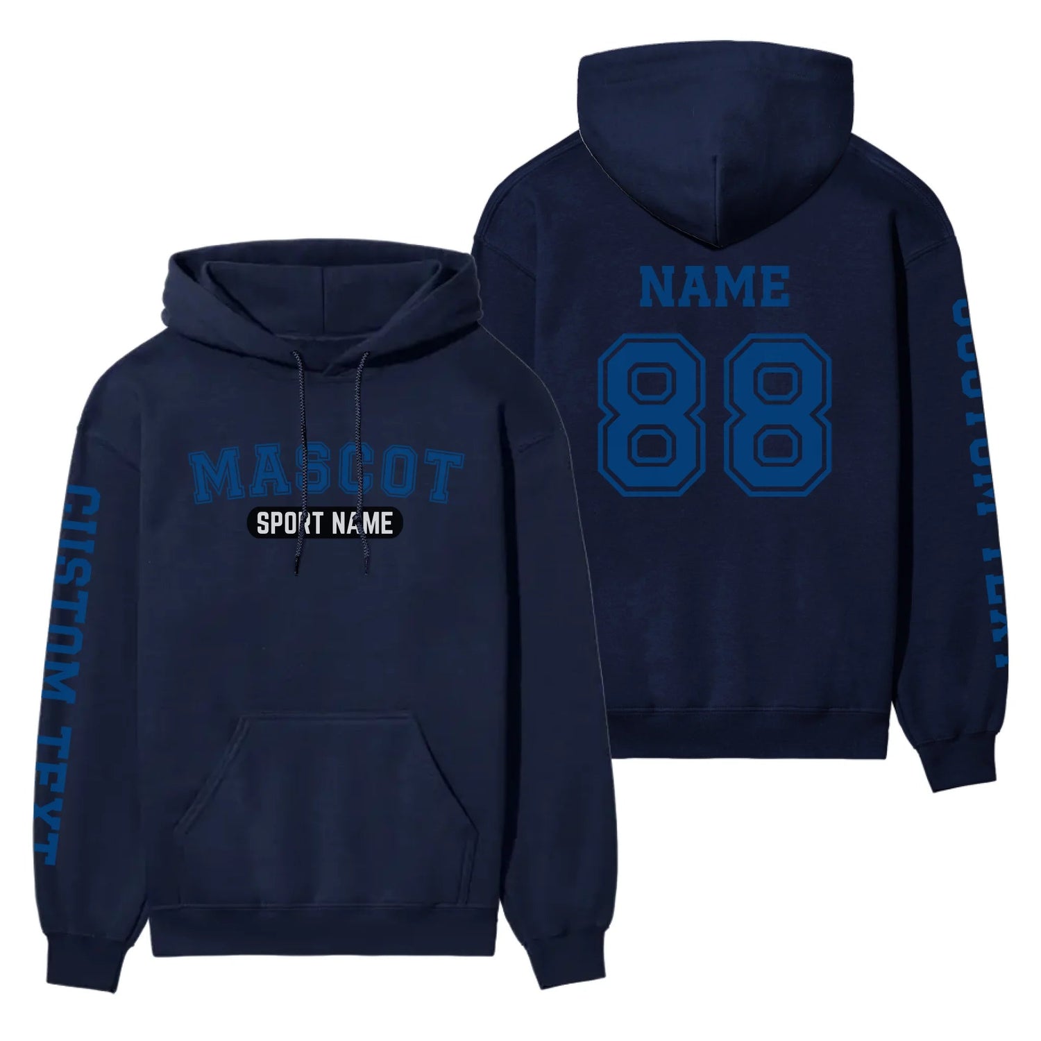 Custom School Spirit on a Hoodie With Mascot and Sport With Classic Design on a Hoodie