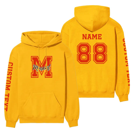 Custom School Mascot on a Hoodie With Large Initial and Mascot Name on a Hoodie
