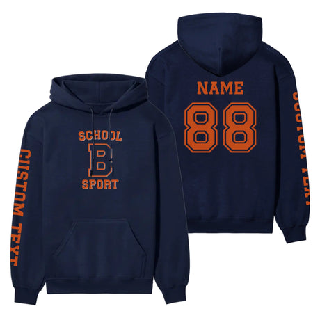 Custom School Spirit on a Hoodie With School, Initial & Sport Name With Collegiate Letter Design on a Hoodie