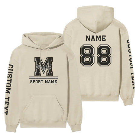Custom School Mascot on a Hoodie With Large Initial, Mascot & Sport Name on a Hoodie