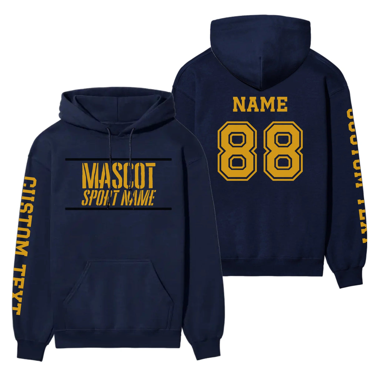 Custom School Spirit on a Hoodie With Mascot and Sport With Stencil Design on a Hoodie