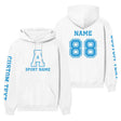 Custom School Spirit on a Hoodie With Initial & Sport With Classic Letter Block Design on a Hoodie