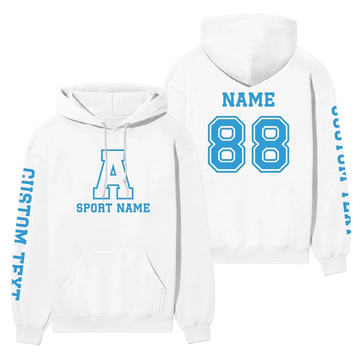Custom School Spirit on a Hoodie With Initial & Sport With Classic Letter Block Design on a Hoodie