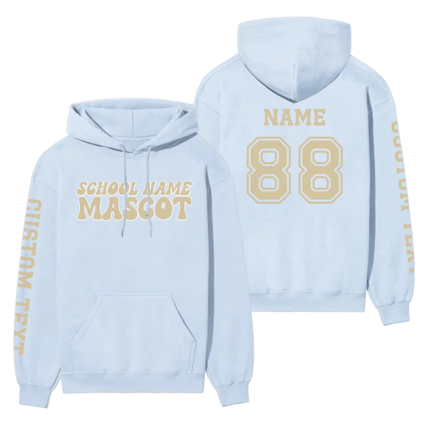 Custom School Spirit on a Hoodie With School and Mascot Name With Retro Design on a Hoodie