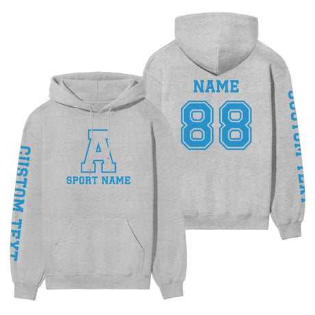 Custom School Spirit on a Hoodie With Initial & Sport With Classic Letter Block Design on a Hoodie