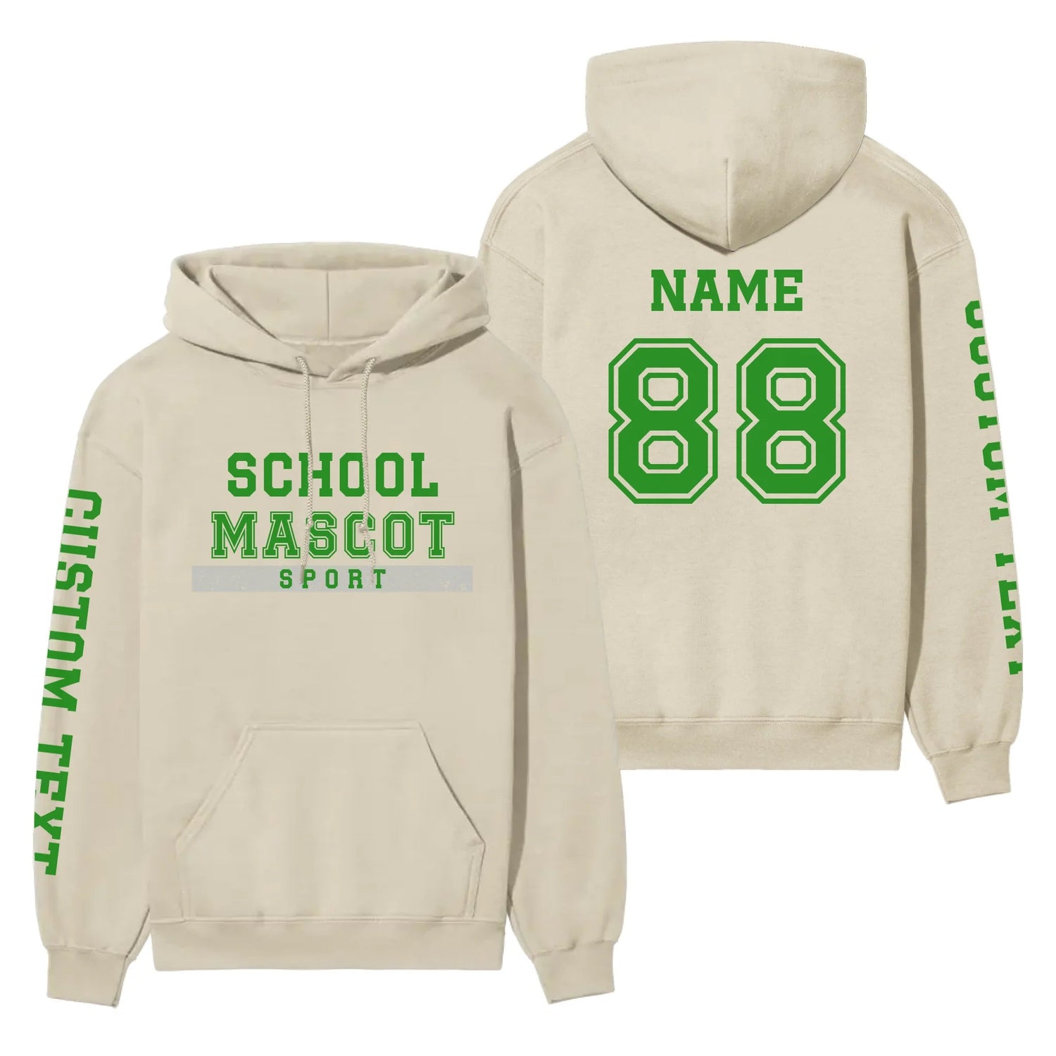 Custom School Spirit on a Hoodie With Mascot & Sport Name With Bold Varsity Design on a Hoodie