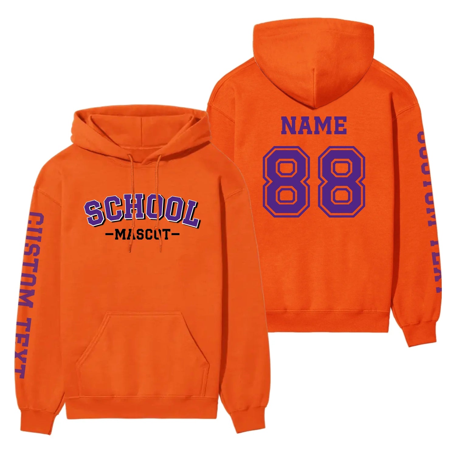 Custom School Spirit on a Hoodie With School and Mascot Name With Classic Arch Design on a Hoodie