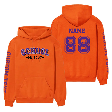 Custom School Spirit on a Hoodie With School and Mascot Name With Classic Arch Design on a Hoodie