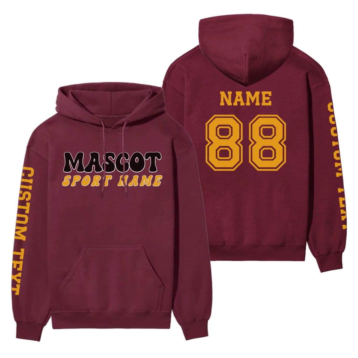 Custom School Spirit on a Hoodie With Mascot and Sport With Retro Design on a Hoodie