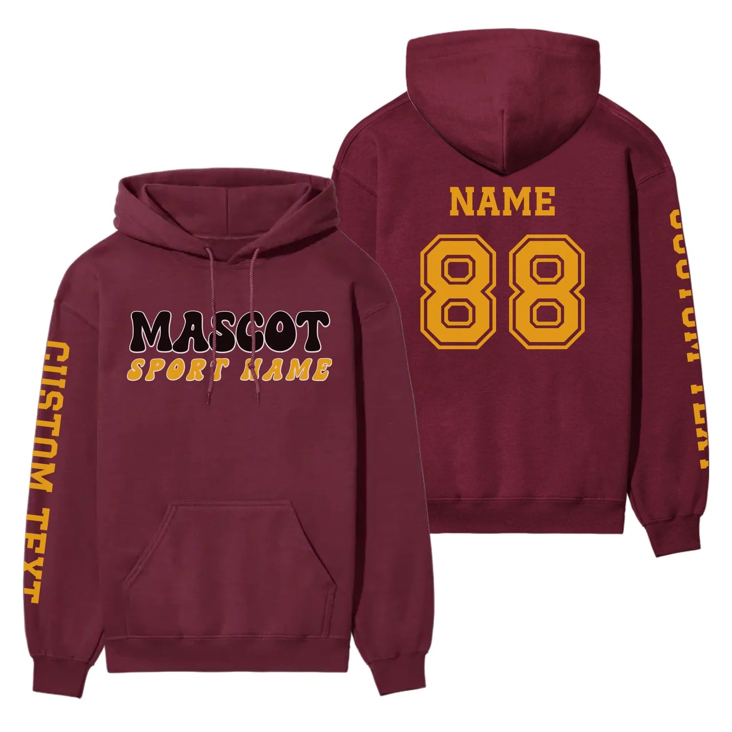 Custom School Spirit on a Hoodie With Mascot and Sport With Retro Design on a Hoodie