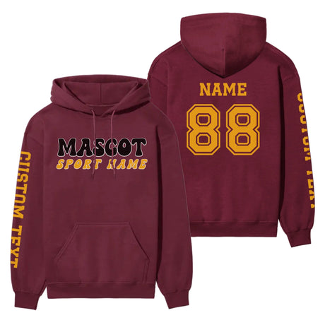 Custom School Spirit on a Hoodie With Mascot and Sport With Retro Design on a Hoodie
