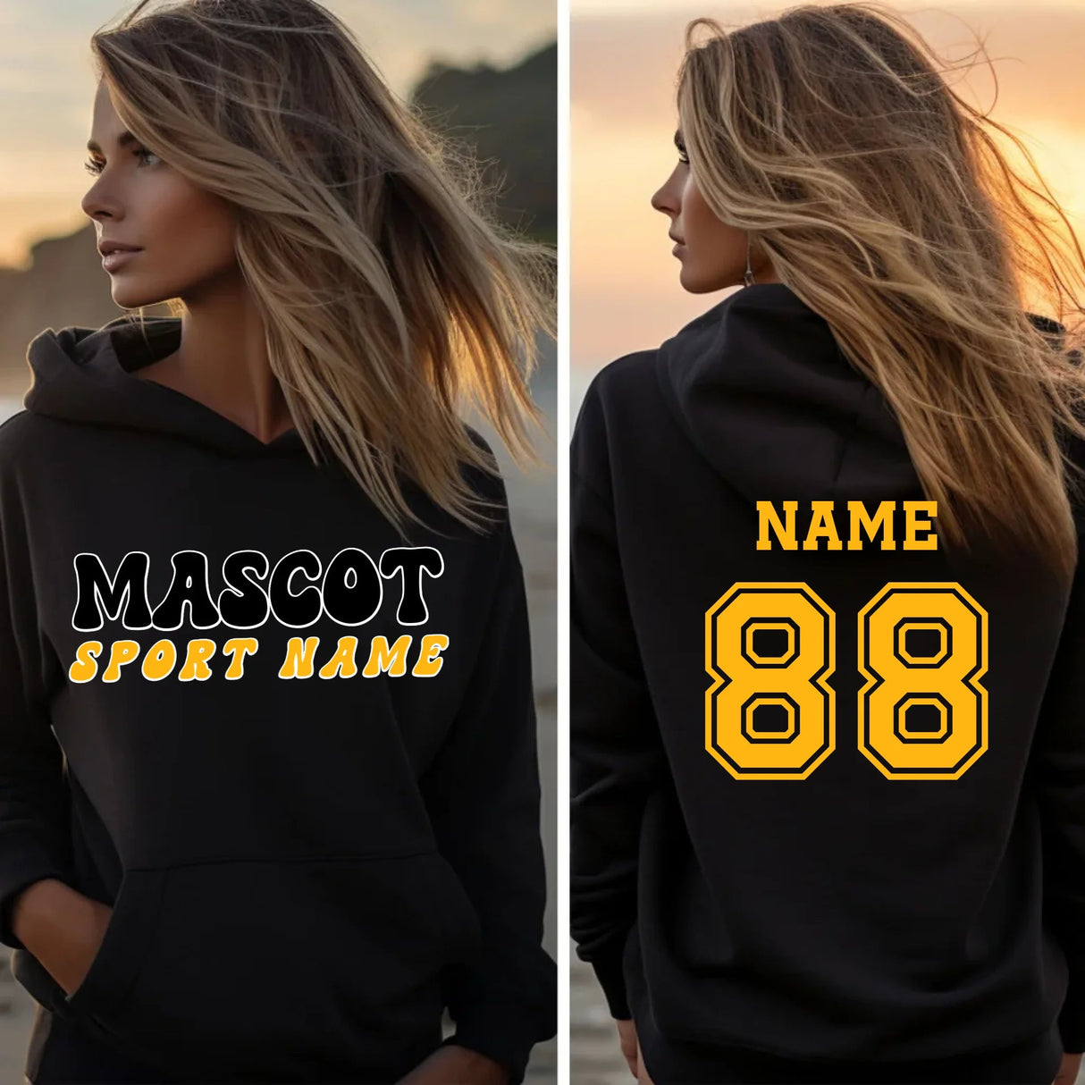 Custom School Spirit on a Hoodie With Mascot and Sport With Retro Design on a Hoodie