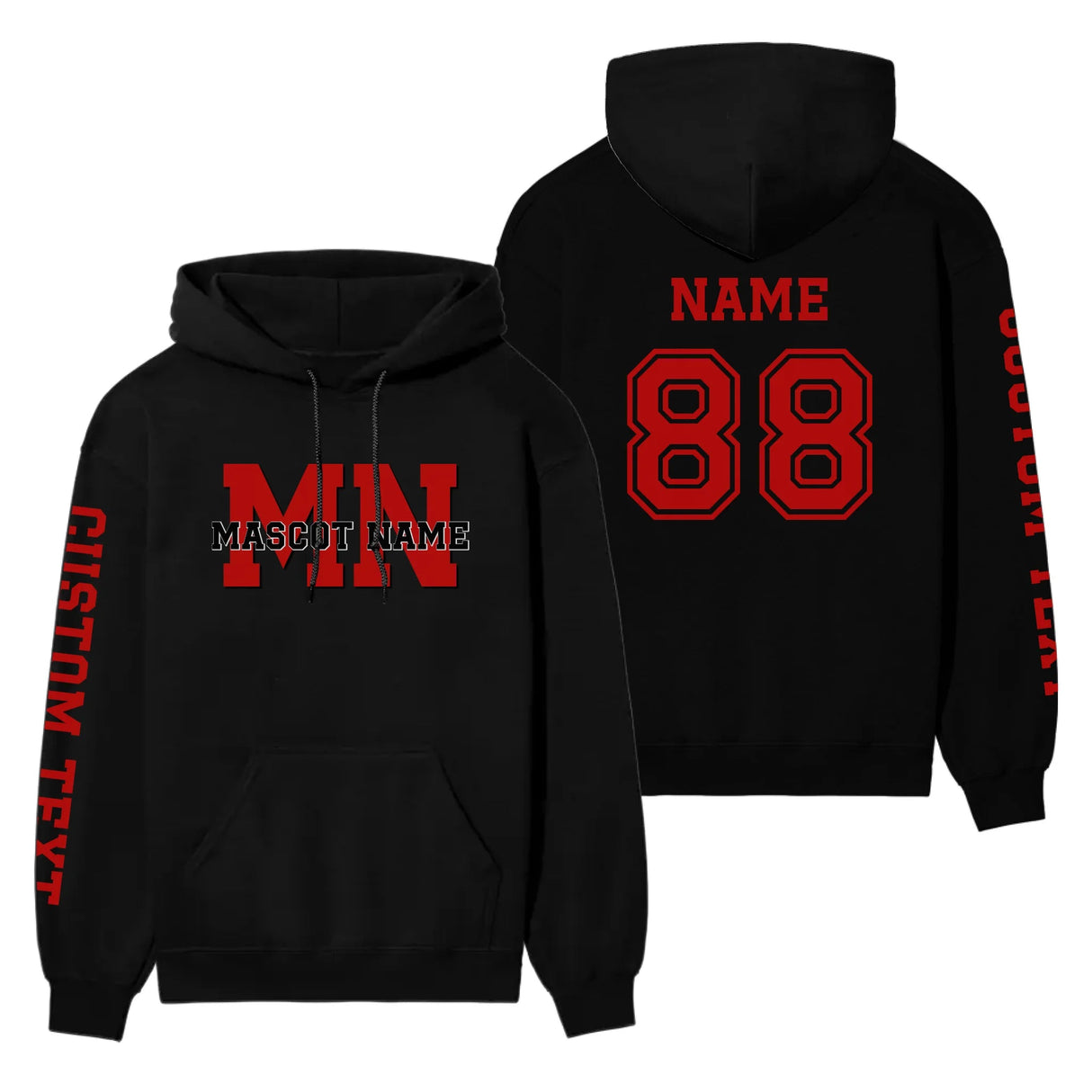 Custom School Mascot on a Hoodie With Initials and Mascot Name on a Hoodie