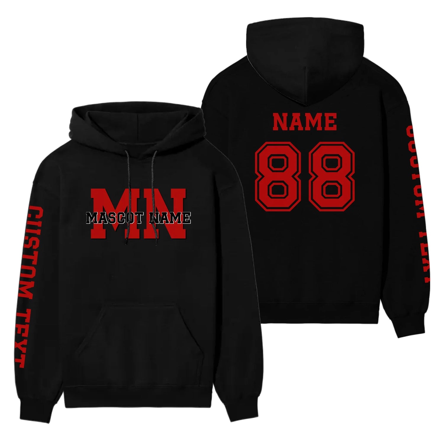 Custom School Mascot on a Hoodie With Initials and Mascot Name on a Hoodie