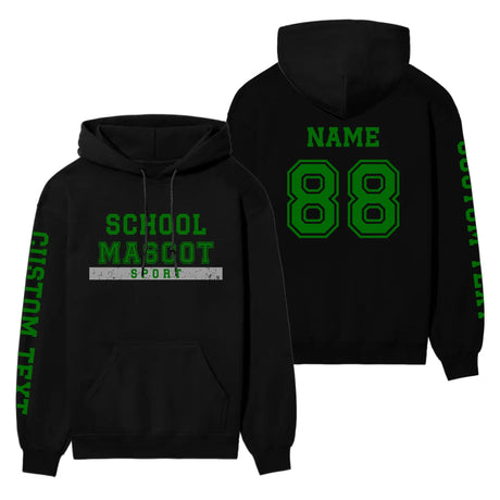Custom School Spirit on a Hoodie With Mascot & Sport Name With Bold Varsity Design on a Hoodie