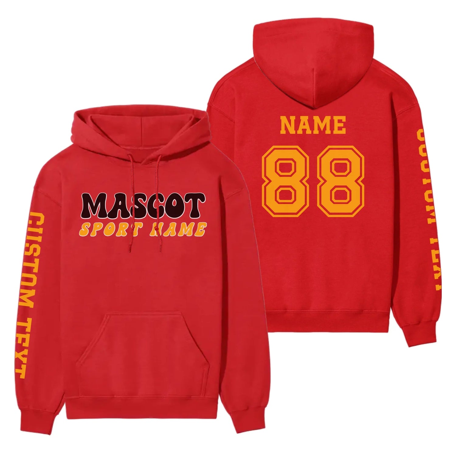 Custom School Spirit on a Hoodie With Mascot and Sport With Retro Design on a Hoodie