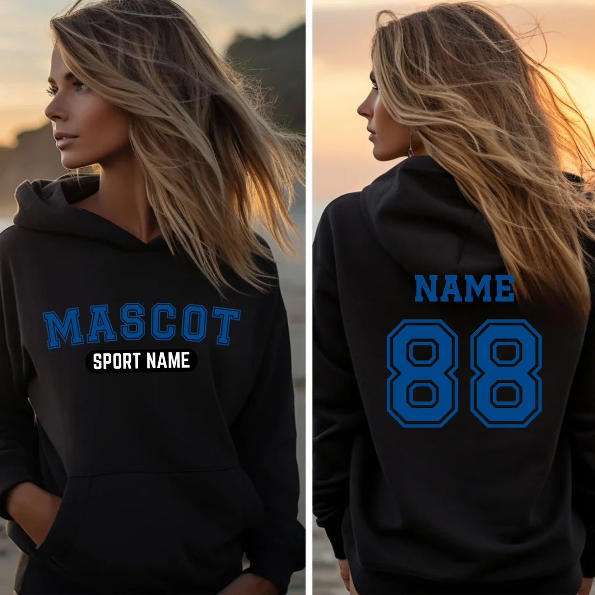 Custom School Spirit on a Hoodie With Mascot and Sport With Classic Design on a Hoodie