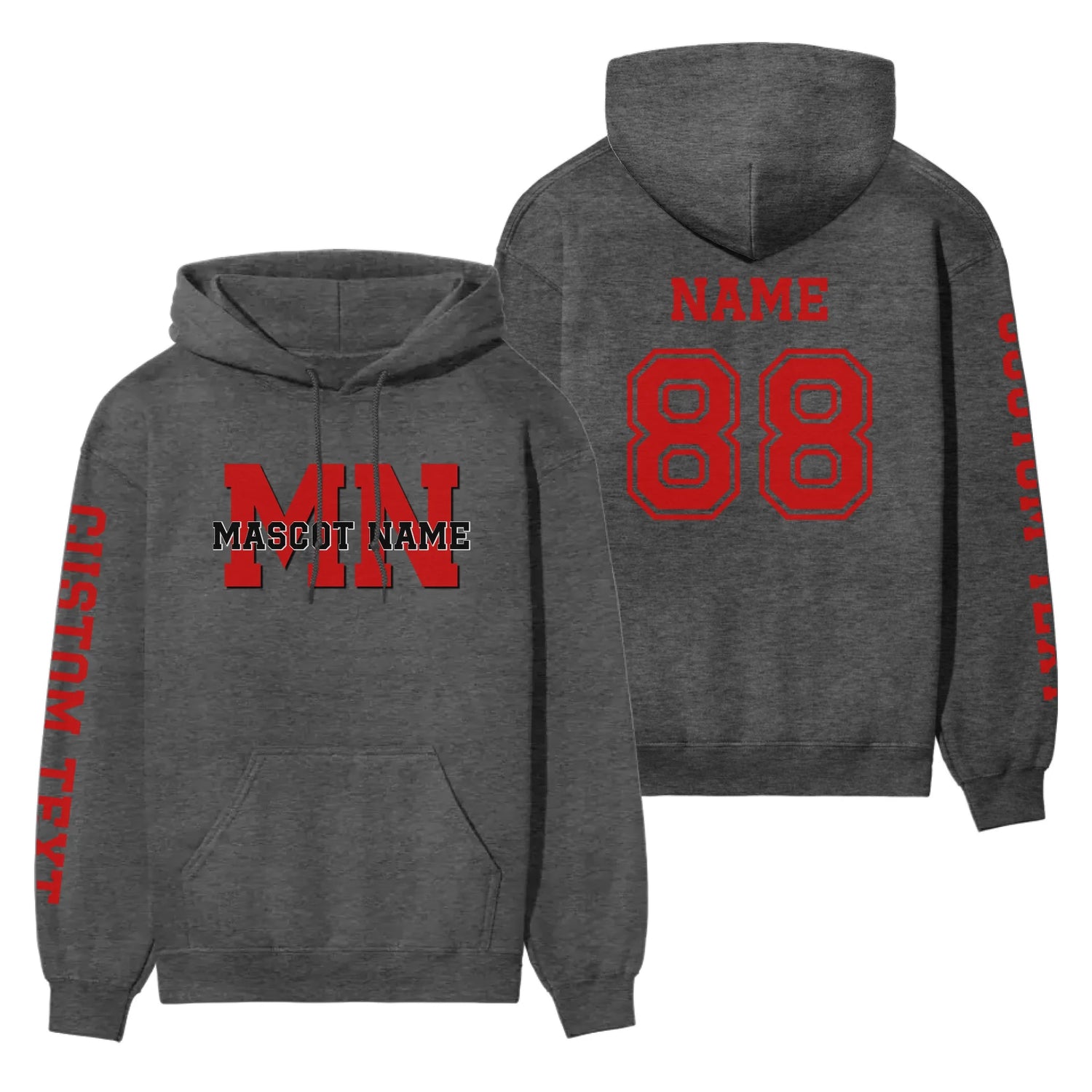 Custom School Mascot on a Hoodie With Initials and Mascot Name on a Hoodie