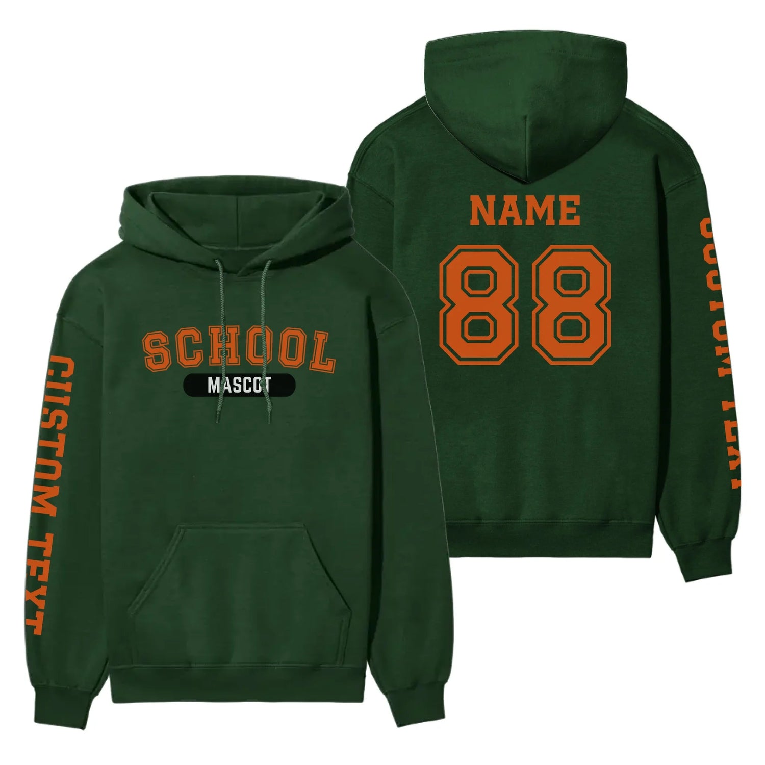 Custom School Spirit on a Hoodie With School and Mascot With Classic Design on a Hoodie