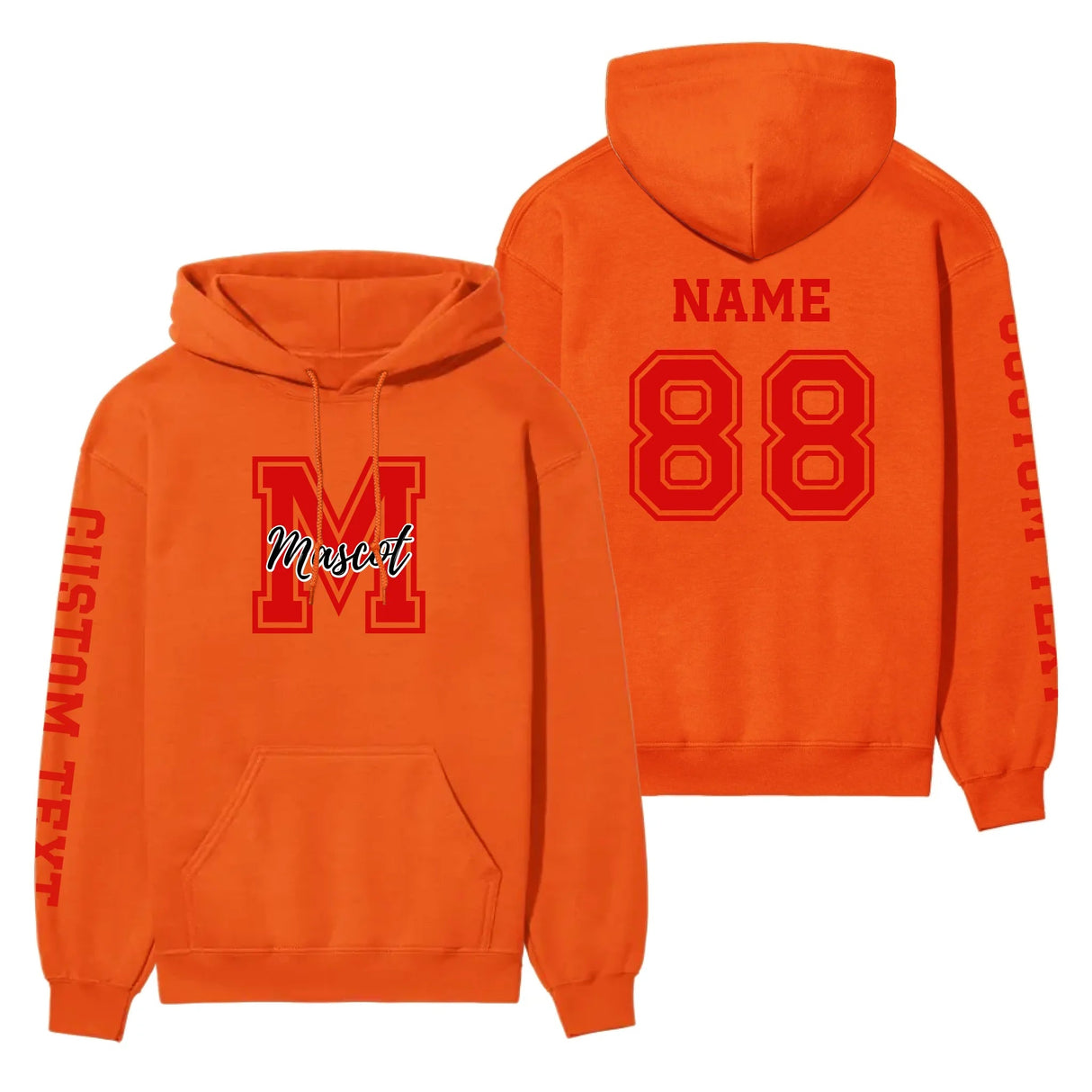 Custom School Mascot on a Hoodie With Large Initial and Mascot Name on a Hoodie