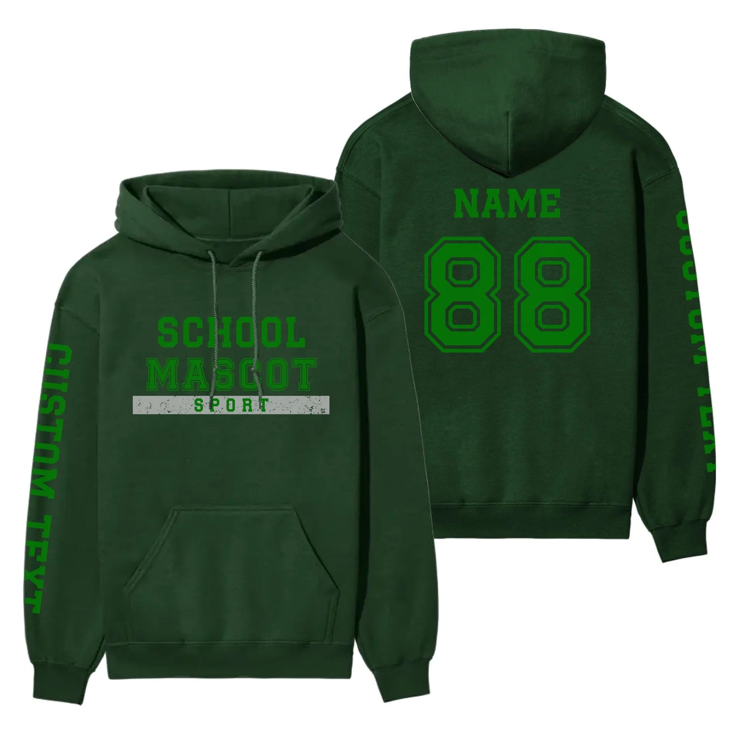 Custom School Spirit on a Hoodie With Mascot & Sport Name With Bold Varsity Design on a Hoodie