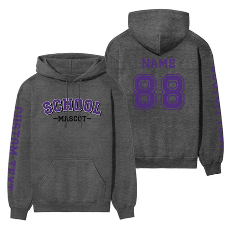 Custom School Spirit on a Hoodie With School and Mascot Name With Classic Arch Design on a Hoodie
