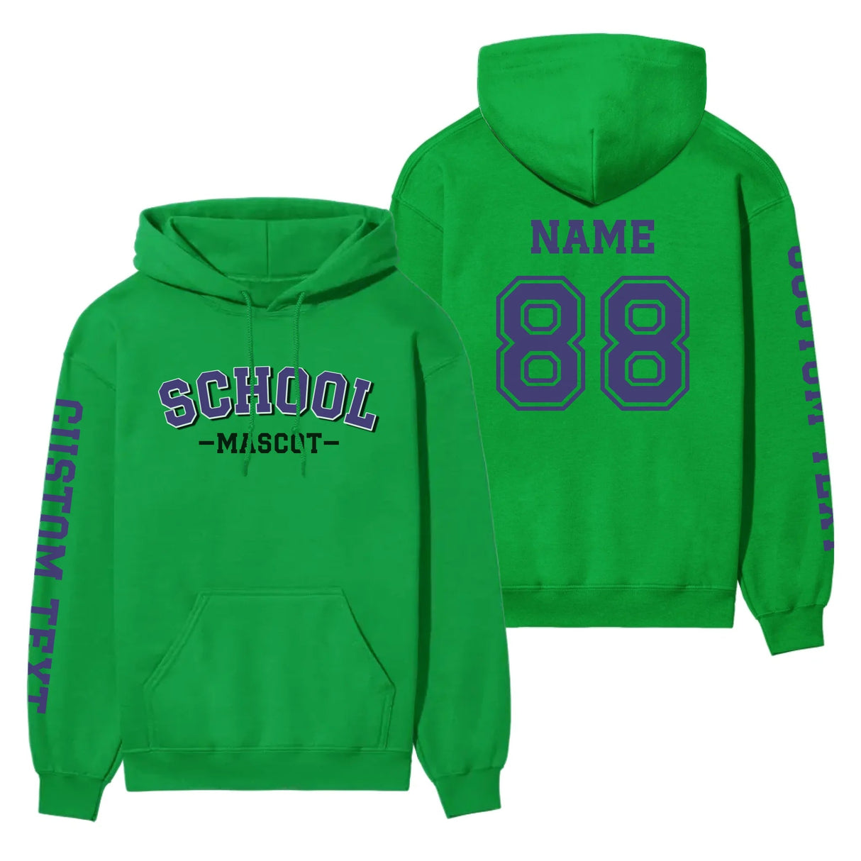 Custom School Spirit on a Hoodie With School and Mascot Name With Classic Arch Design on a Hoodie