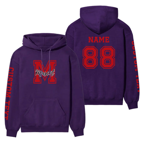 Custom School Mascot on a Hoodie With Large Initial and Mascot Name on a Hoodie