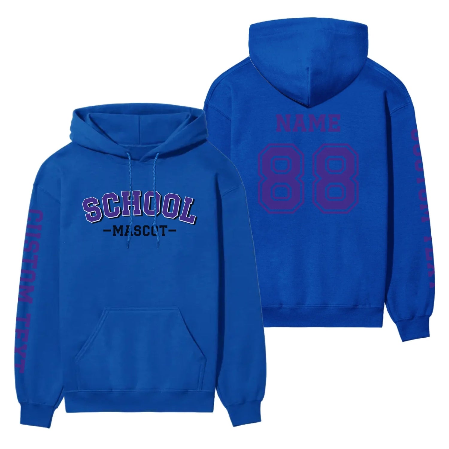 Custom School Spirit on a Hoodie With School and Mascot Name With Classic Arch Design on a Hoodie