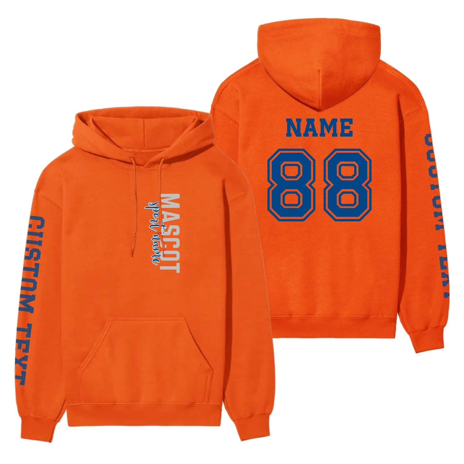 Custom School Spirit on a Hoodie With Mascot & Sport Name With Modern Vertical Design on a Hoodie