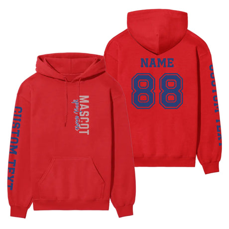 Custom School Spirit on a Hoodie With Mascot & Sport Name With Modern Vertical Design on a Hoodie