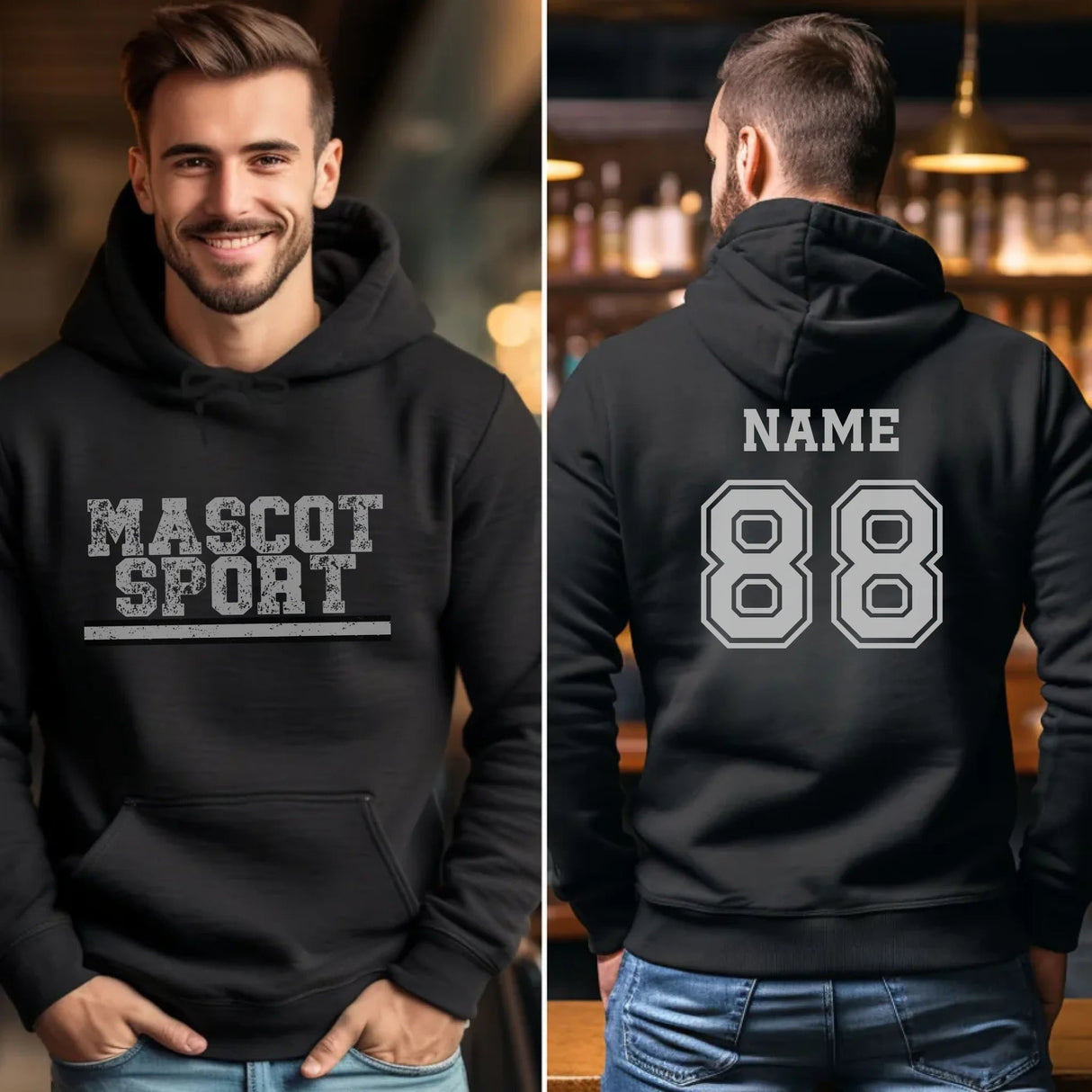 Custom School Spirit on a Hoodie With Mascot and Sport with Grunge Design on a Hoodie
