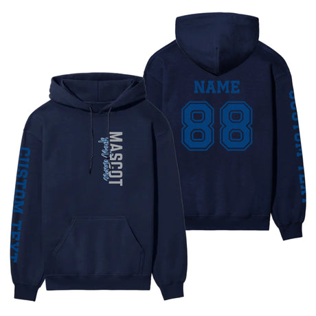 Custom School Spirit on a Hoodie With Mascot & Sport Name With Modern Vertical Design on a Hoodie