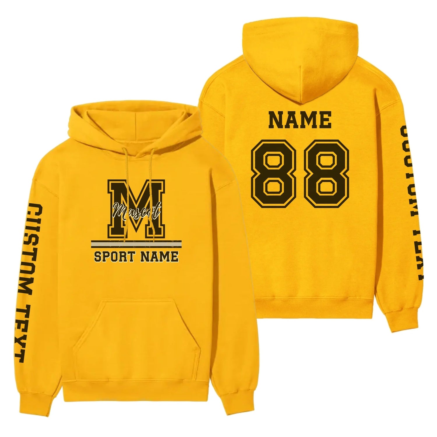 Custom School Mascot on a Hoodie With Large Initial, Mascot & Sport Name on a Hoodie