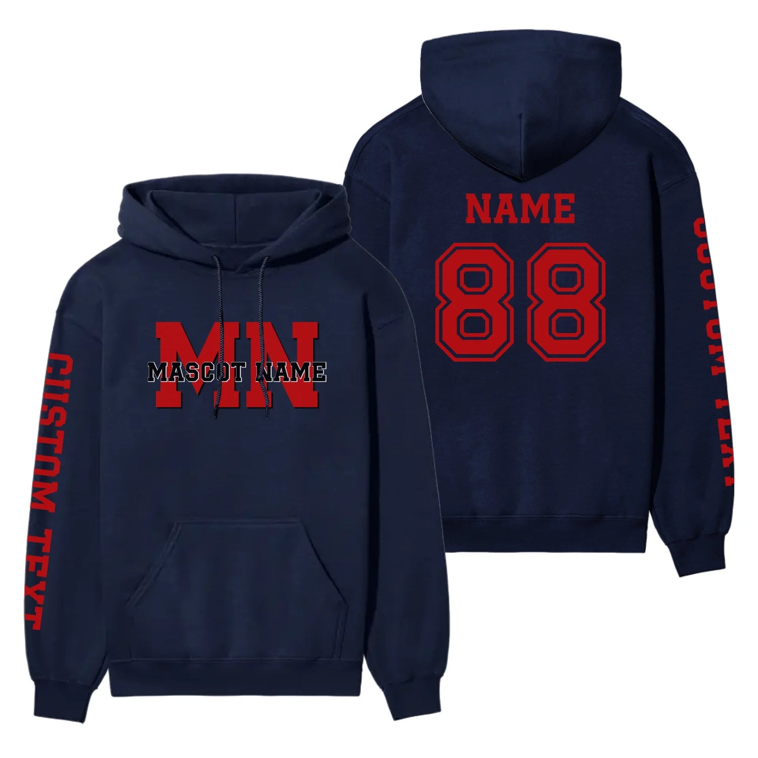 Custom School Mascot on a Hoodie With Initials and Mascot Name on a Hoodie