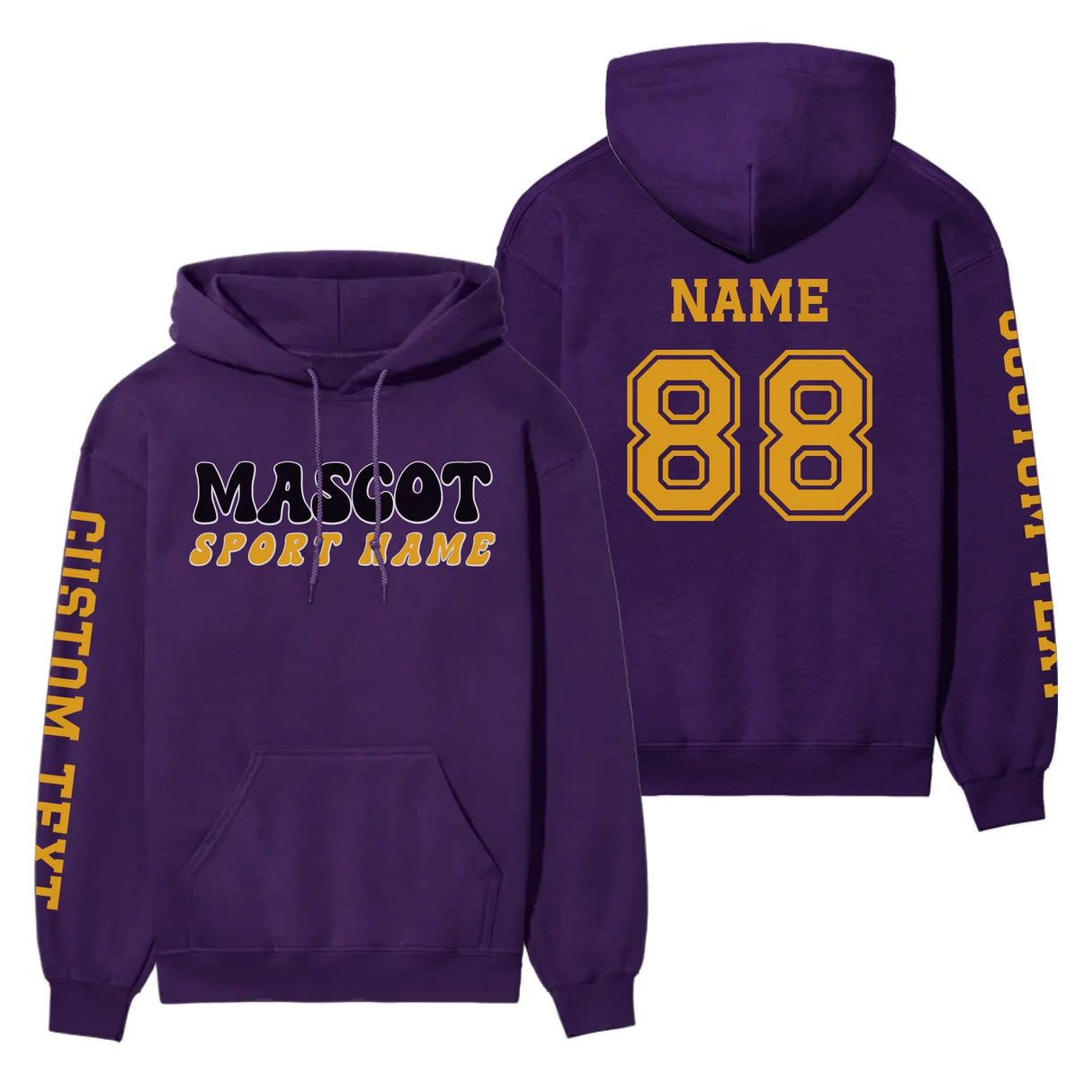 Custom School Spirit on a Hoodie With Mascot and Sport With Retro Design on a Hoodie