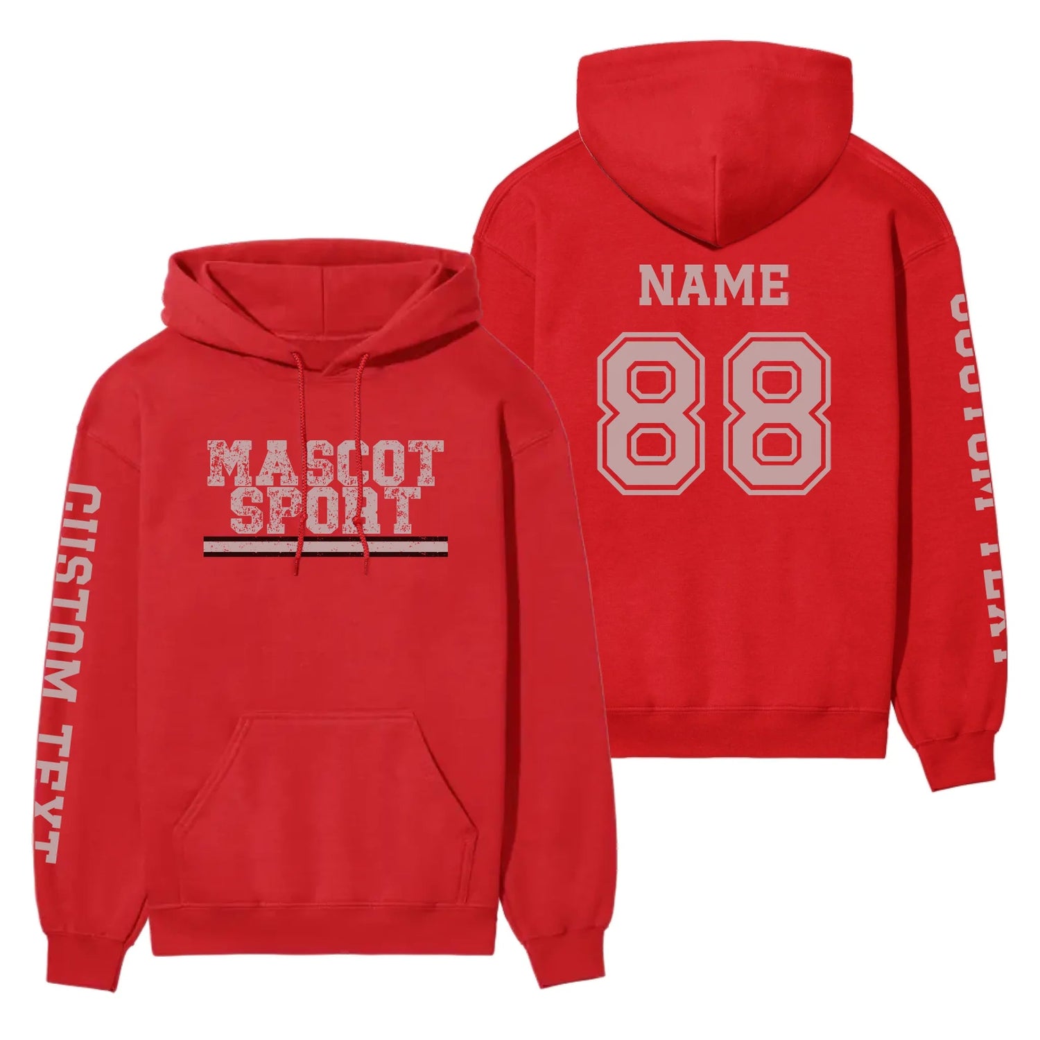 Custom School Spirit on a Hoodie With Mascot and Sport with Grunge Design on a Hoodie