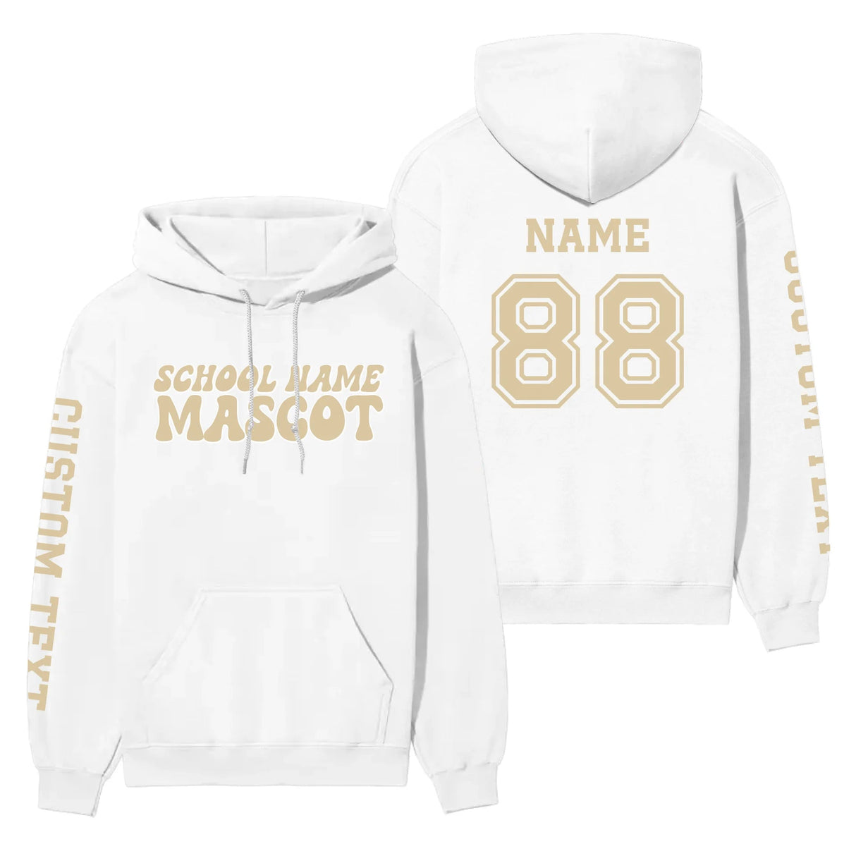 Custom School Spirit on a Hoodie With School and Mascot Name With Retro Design on a Hoodie