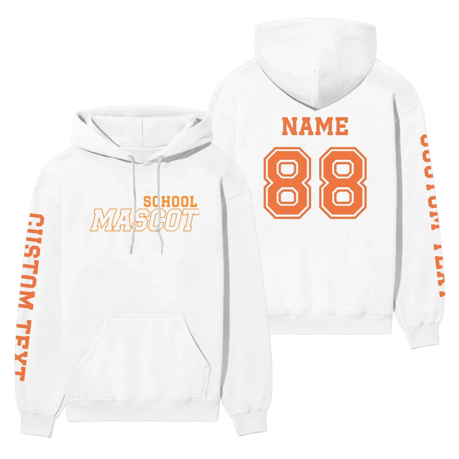 Custom School Spirit on a Hoodie With School and Mascot with Outline Design on a Hoodie